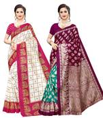 Combo Of 2 Poly Silk  Multicolor Printed Women's Saree