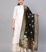 Women Black Color Woven Traditional Dupatta