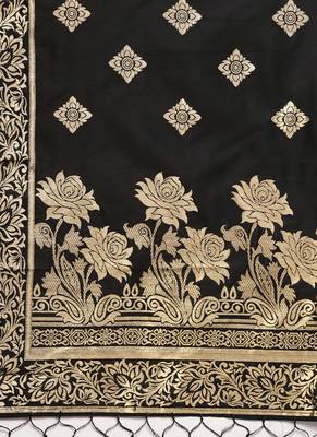 Women Black Color Woven Traditional Dupatta 2