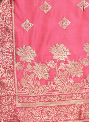 Women Peach Color Woven Traditional Dupatta 2
