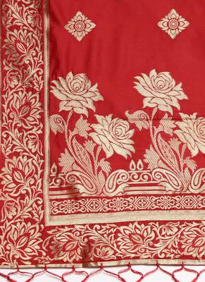 Women Red Color Woven Traditional Dupatta 2