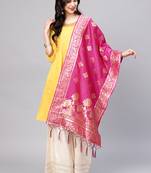 Women Pink Color Woven Traditional Dupatta