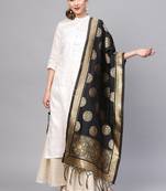 Women Black Color Woven Traditional Dupatta