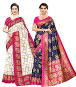 Combo Of 2 Poly Silk  Multicolor Printed Women's Saree