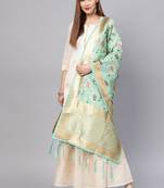 Women Sea Green Color Woven Traditional Dupatta