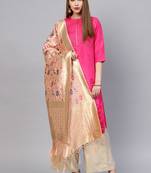 Women Light peach Color Woven Traditional Dupatta