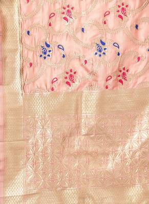 Women Light peach Color Woven Traditional Dupatta 2