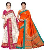 Combo Of 2 Poly Silk  Multicolor Printed Women's Saree