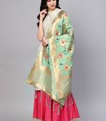 Women Sky blue Color Woven Traditional Dupatta
