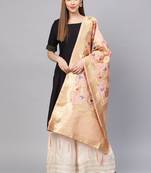 Women Baby Pink Color Woven Traditional Dupatta