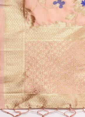 Women Baby Pink Color Woven Traditional Dupatta 2