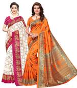 Combo Of 2 Poly Silk  Multicolor Printed Women's Saree