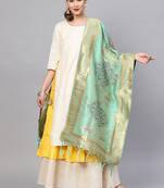 Women Sea Green Color Woven Traditional Dupatta