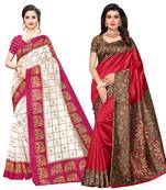 Combo Of 2 Poly Silk  Multicolor Printed Women's Saree