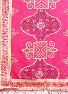 Women Pink Color Woven Traditional Dupatta 2