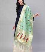 Women Aqua blue Color Woven Traditional Dupatta