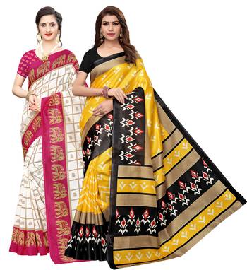 Combo Of 2 Poly Silk  Multicolor Printed Women's Saree 1