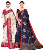 Combo Of 2 Poly Silk  Multicolor Printed Women's Saree