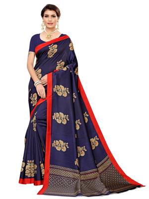 Combo Of 2 Poly Silk  Multicolor Printed Women's Saree 5