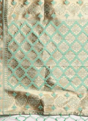 Women Pastel Aqua Color Woven Traditional Dupatta 2