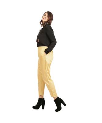 Camel Beige Tussar Pants 1