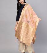 Women pink Peach Color Woven Traditional Dupatta