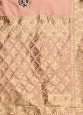 Women pink Peach Color Woven Traditional Dupatta 2