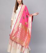 Women Pink Color Woven Traditional Dupatta