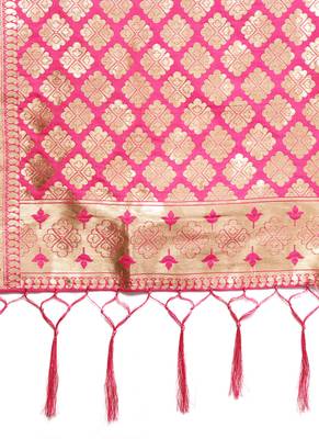 Women Pink Color Woven Traditional Dupatta 2