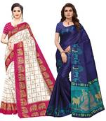 Combo Of 2 Poly Silk  Multicolor Printed Women's Saree