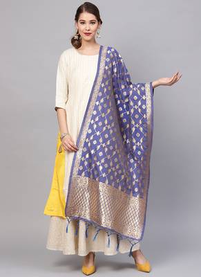 Women Purple Color Woven Traditional Dupatta 1