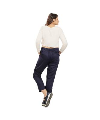 Navy Blue Tussar Pants 4
