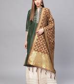 Women Brown Color Woven Traditional Dupatta