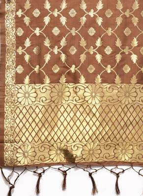 Women Brown Color Woven Traditional Dupatta 2