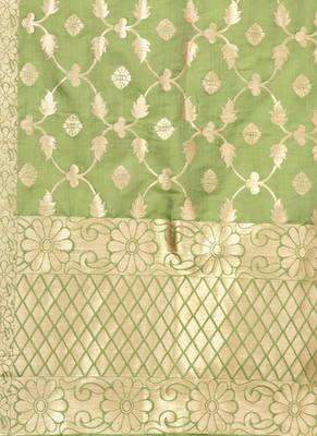 Women Green Color Woven Traditional Dupatta 2