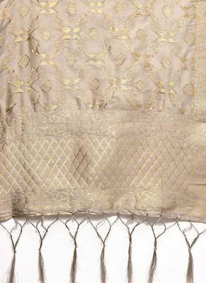 Women Slate Grey  Color Woven Traditional Dupatta 2