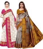 Combo Of 2 Poly Silk  Multicolor Printed Women's Saree