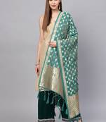 Women Green Color Woven Traditional Dupatta