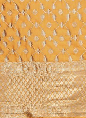 Women Yellow Color Woven Traditional Dupatta 2