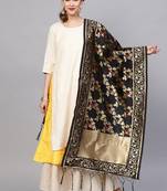 Women Black Color Woven Traditional Dupatta
