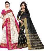 Combo Of 2 Poly Silk  Multicolor Printed Women's Saree