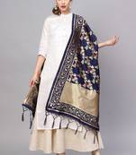 Women Navy blue Color Woven Traditional Dupatta