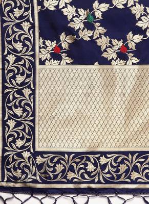 Women Navy blue Color Woven Traditional Dupatta 2