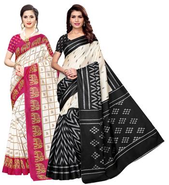 Combo Of 2 Poly Silk  Multicolor Printed Women's Saree 1