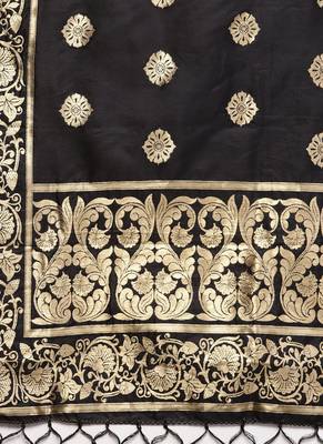 Women Black Color Woven Traditional Dupatta 2
