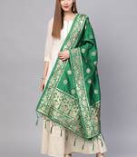 Women Green Color Woven Traditional Dupatta