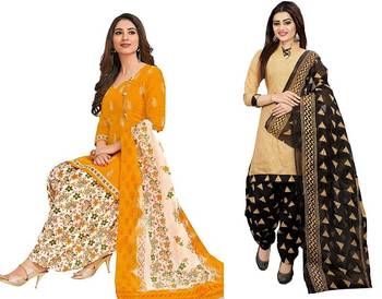 Combo Of 2 Printed Synthetic Unstitched Salwar With Dupatta 1