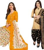 Combo Of 2 Printed Synthetic Unstitched Salwar With Dupatta