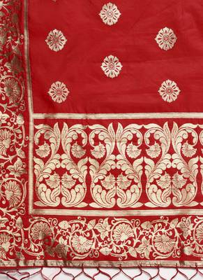 Women Crimson Red Color Woven Traditional Dupatta 2