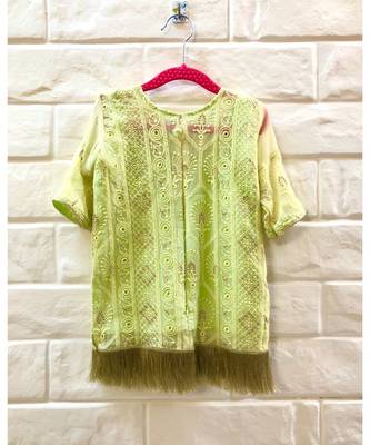 Yellow Green Chikan Work Sharara Kurta 2